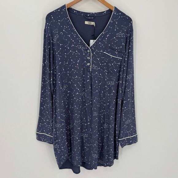 UGG Henning Sleep Dress II Nightgown Constellation Pattern Blue Women Large NWT - Picture 1 of 10